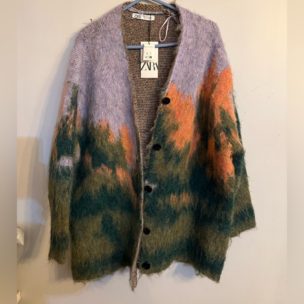 Zara Multicolor Fuzzy Cardigan